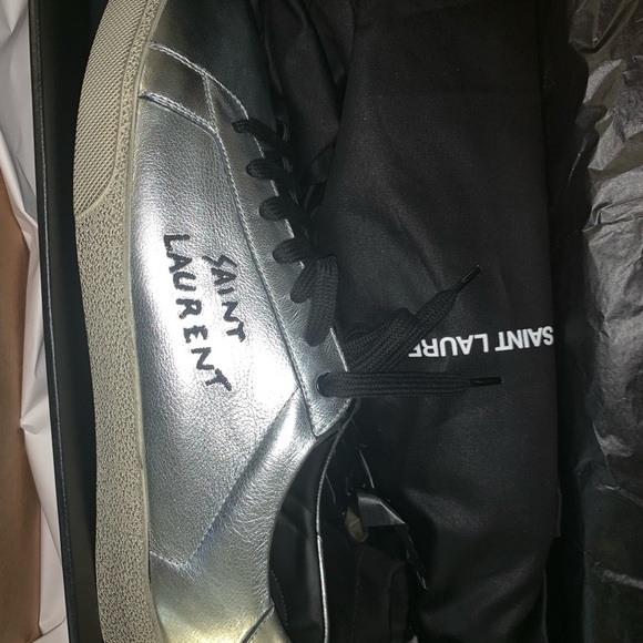 NWT SAINT LAURENT METALLIC SNEAKERS. - Picture 3 of 5